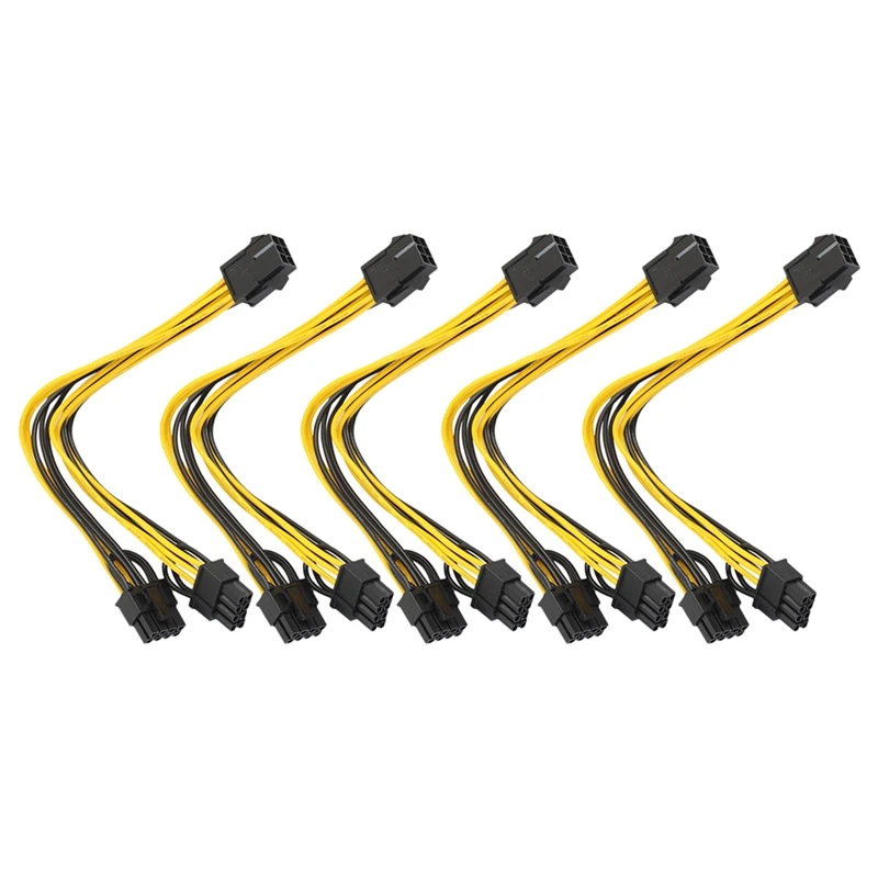 

5Pcs 6Pin to 2X8Pin(6+2) Cable for BTC Miner Graphics Card Power Splitter Cable PCIE 6Pin to Dual 8Pin Power Cable