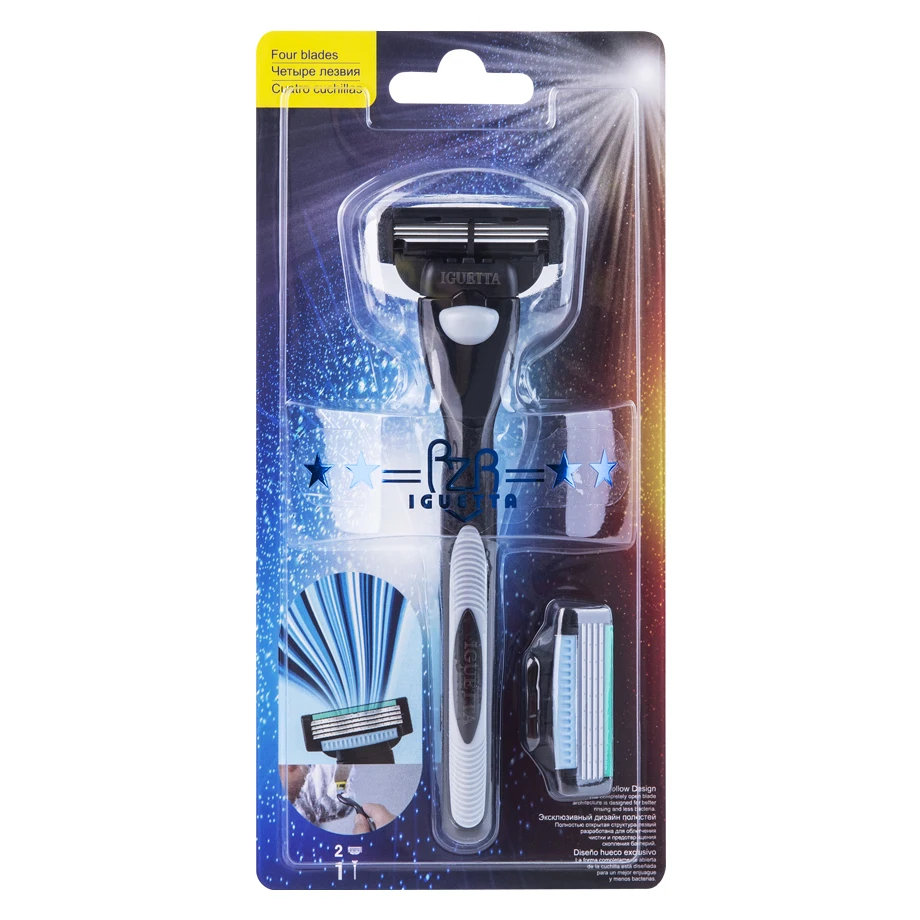 

IGUETTA New Arrival Manual Shaver 4-Layer Ultra-Thin Fo Lnduction Blade Razor Men Safety Shaving The Blade Maquinilla De Afeitar