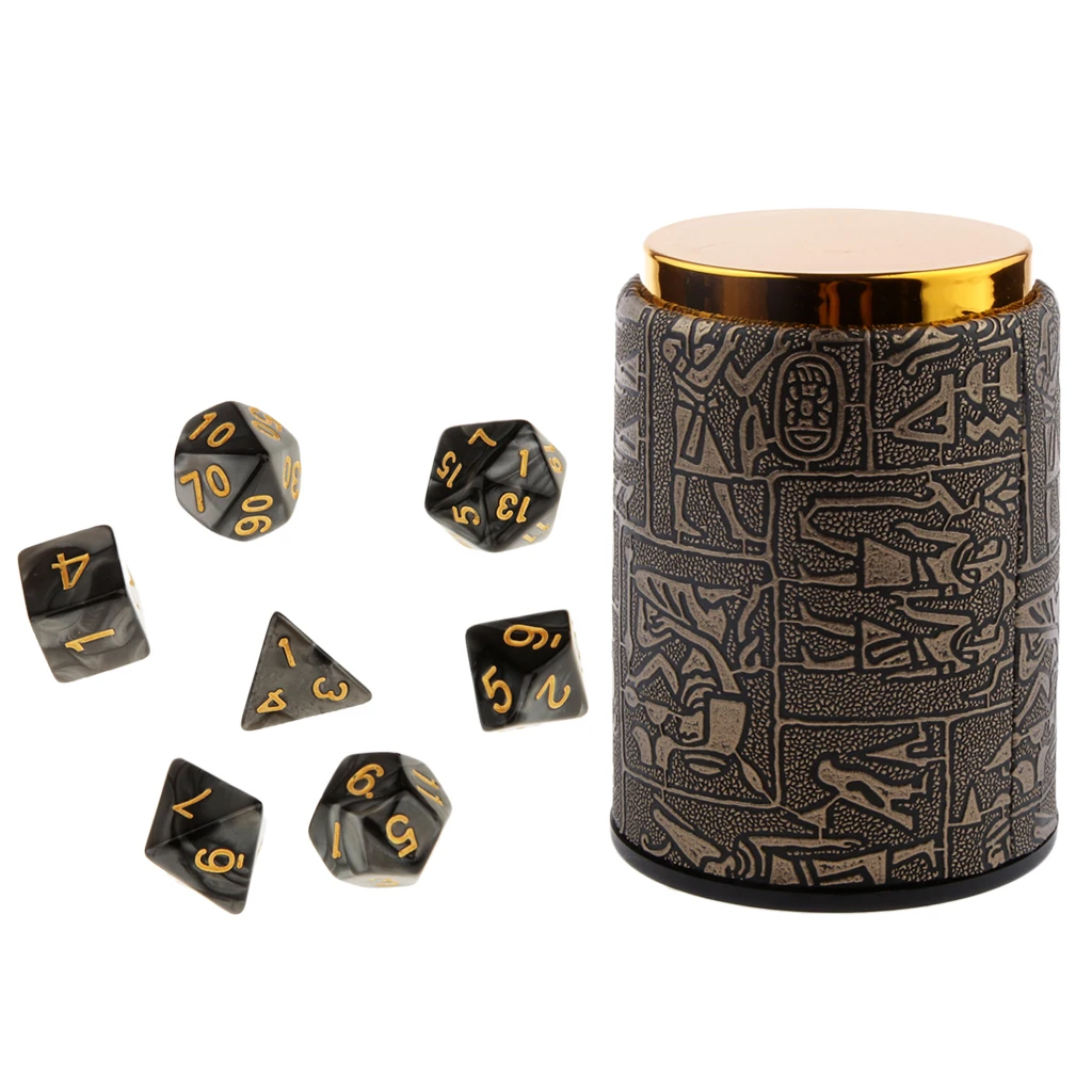 7 наборов многогранных игральных костей для подземелий и драконов DND RPG MTG + Dice Cup