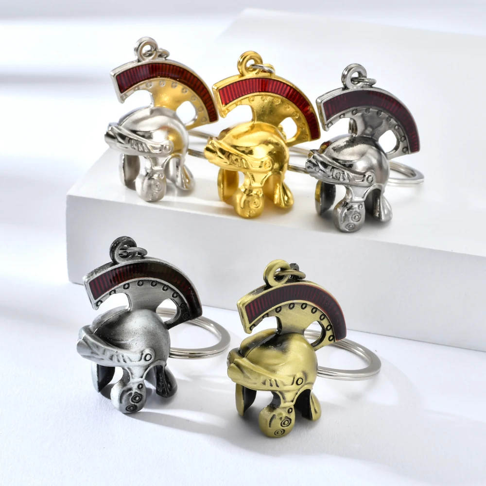 Vicney Vintage Italia Braga Knight Helmet Keychain Retro брелок в форме шлема Punk Centurion Key сувенирное