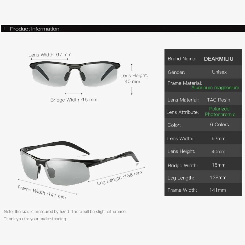 DEARMILIU поляризационные фотохромные солнцезащитные очки для мужчин с алюминиевым