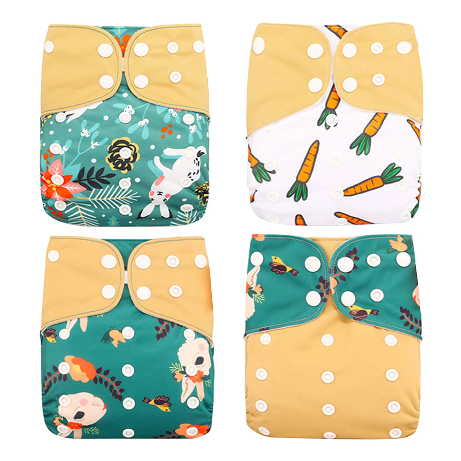 

4pcs/set Toddler Printed No Insert Cloth Diaper One Size Pocket For Baby Soft