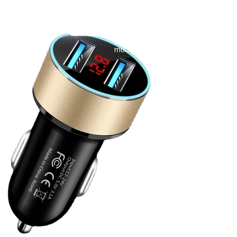 Новое автомобильное зарядное устройство с цифровым дисплеем двумя USB-портами