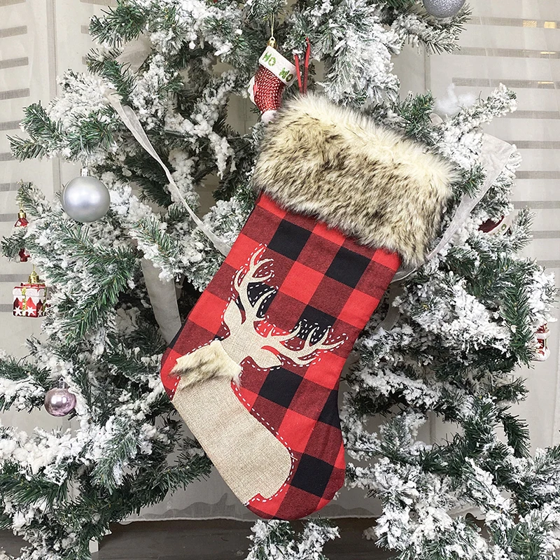 Новогодние и рождественские носки рождественский подарок мешок для конфет