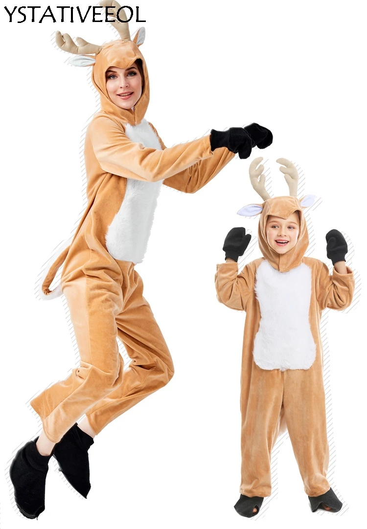 Для взрослых женщин детей Хэллоуин Рождество Косплей животных лося олень костюм