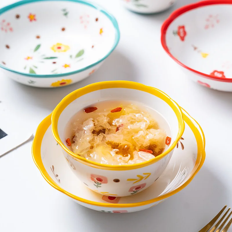 Подглазурная роспись вручную чаша с цветной поверхностью керамическая супница