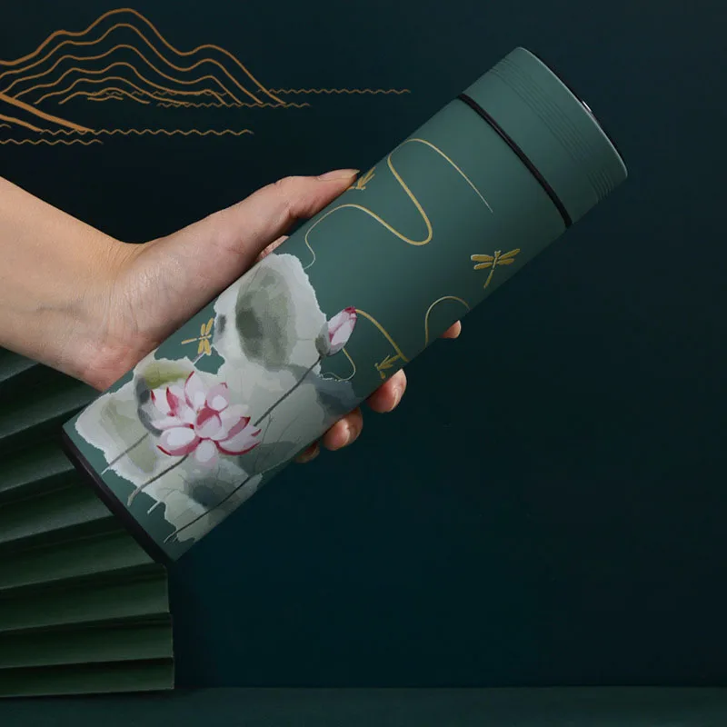 

Chinese Style Smart Thermos Water Bottle 500ml Thermal Cup Stainless Steel Smart Temperature Display Vacuum Flask Insulation Cup
