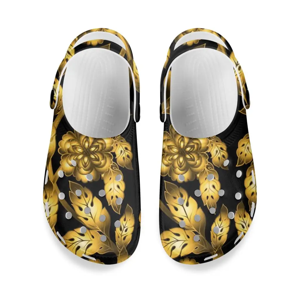 

2021 Summer Fashion Sandals Women Slippers Luxury Golden Leaves Soft Bottom Beach Sandals Adult Walking Sandalias