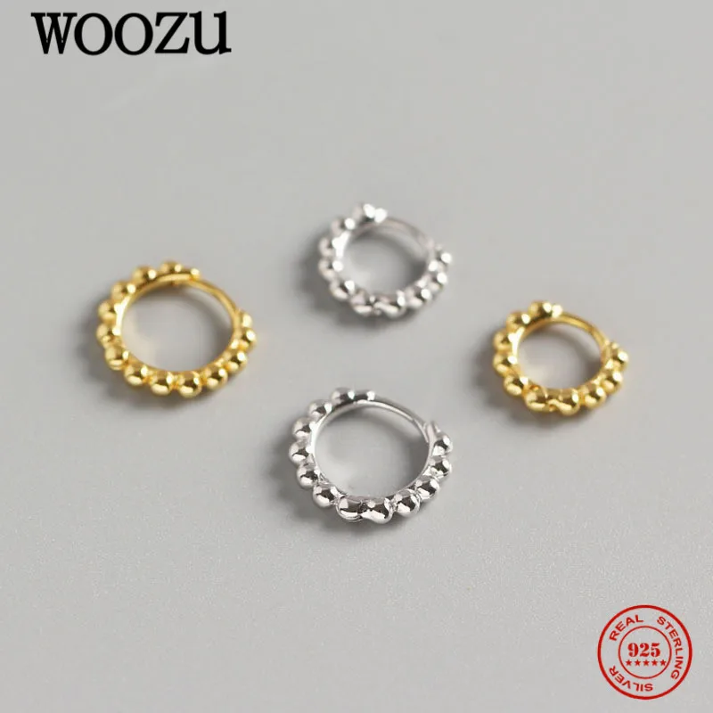 Серьги-кольца женские из серебра 925 пробы с круглыми бусинами