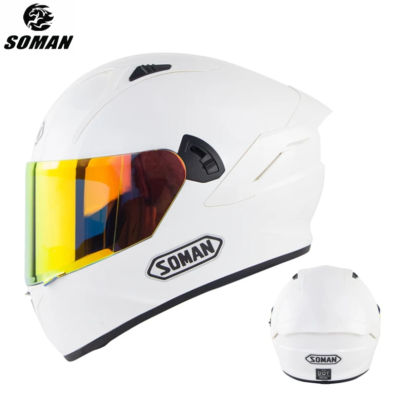 Мотоциклетный шлем с полным лицевым золотистым красным козырьком Casco Moto Racing Casque