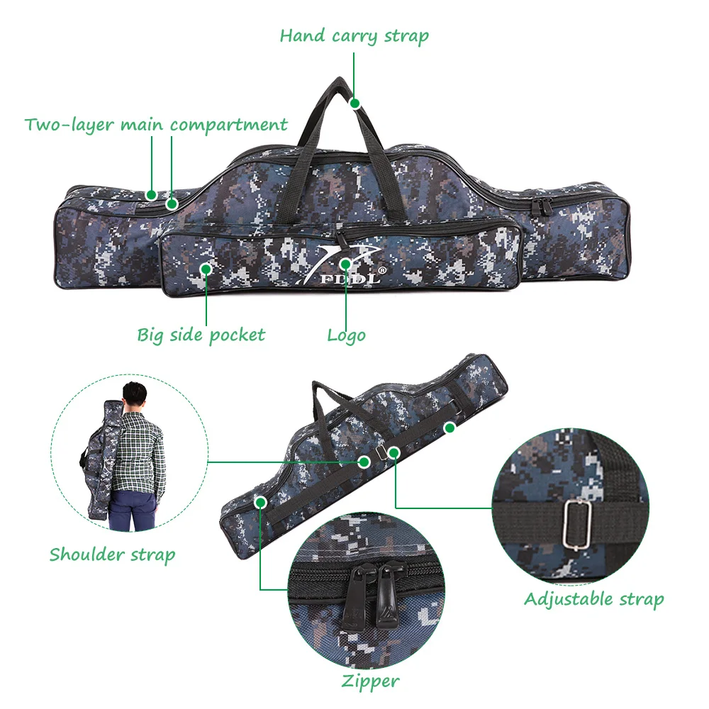 

Fishing Tackle Bag 90cm/110cm/120cm Portable Fishing Rod Lures Storage Bag Multifunctional Double Layer Outdoor Fishing Bag