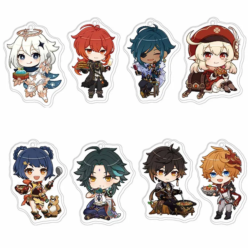 

Genshin ударопрочный брелок Zhongli, разбавленный, Venti Paimon, акриловый брелок, подарок для друга, игра, персонаж, брелок, сумка, ювелирные изделия