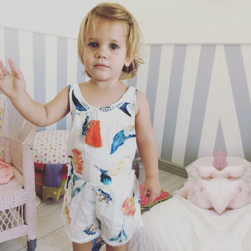 Детская одежда с цветочным рисунком для новорожденных девочек милый комбинезон