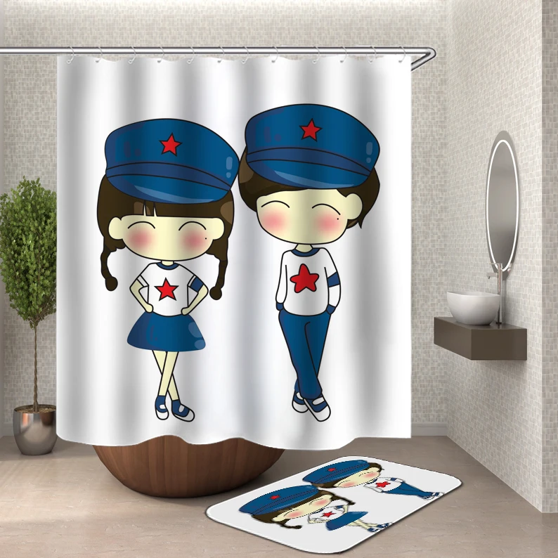 Детская душевая занавеска с крючками для ванной комнаты 3D душа из полиэстера