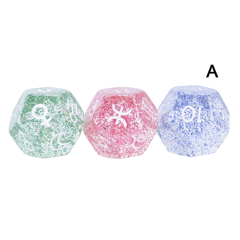 3 Pieces Divine Dice Acrylic 12 Sides 6 Colors 20*20mm With The Twelve Constellations Wholesale | Спорт и развлечения