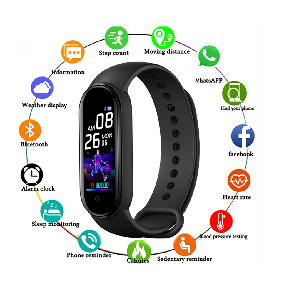 

New M5 SmartBand Bluetooth Sport Fitness Tracker Pedometer M5 Smart Watches Men Heart Rate Monitor Call Reminder Smart Bracelet