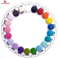 free shipping 50 pcs sutoyuen 1 25mm 21 colors round pacifier clips garment enamel metal suspender clips baby dummy holder