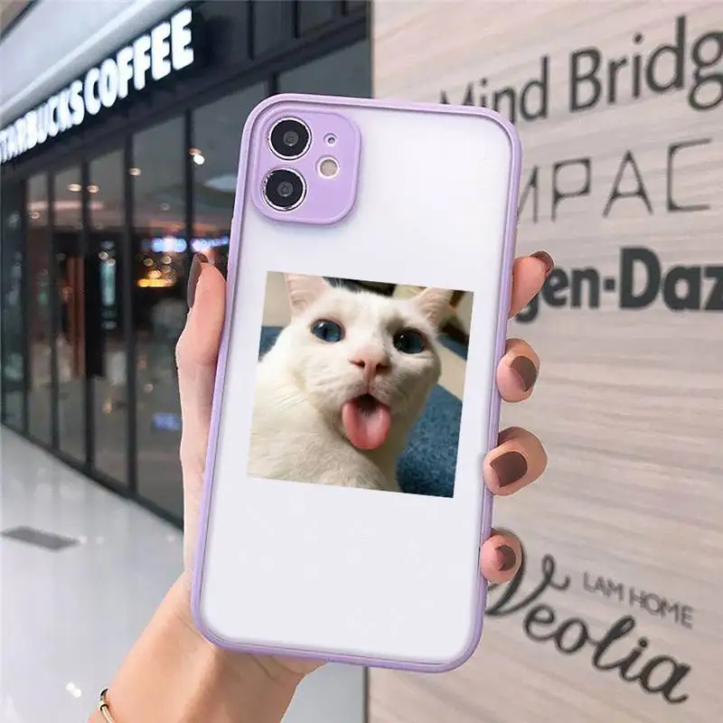 

Cat cute funny pattern Phone Cases matte transparent For iphone 7 8 11 12 plus mini x xs xr pro max luxury brand shell cover