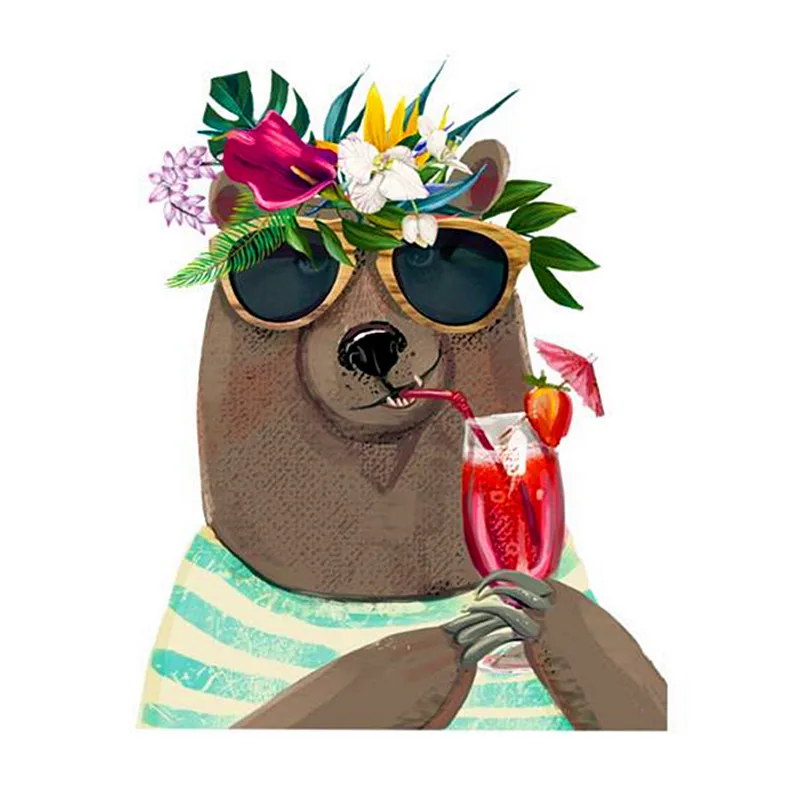 Нашивки с цветочным медведем переводная одежда из ткани наклейки аппликацией