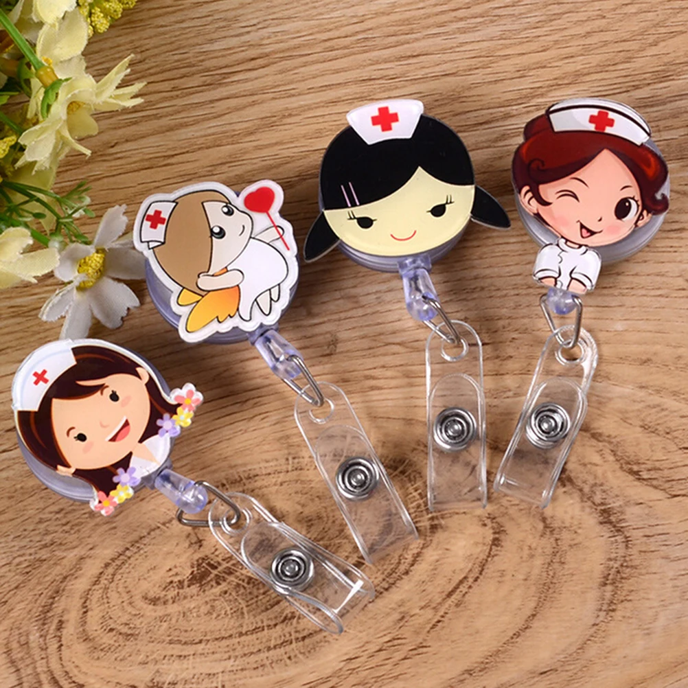 

1pc Retractable Badge Reel Student Nurse Exhibition ID Name Card Badge Holder Office Supplies