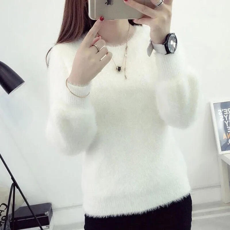 

Women's imitation mink sweater, wool sweater, loose, mohair, fur