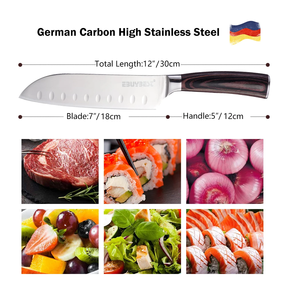 Нержавеющая сталь Кухня ножи 7 дюймов шеф повара Ножи японский сантоку суши мясо