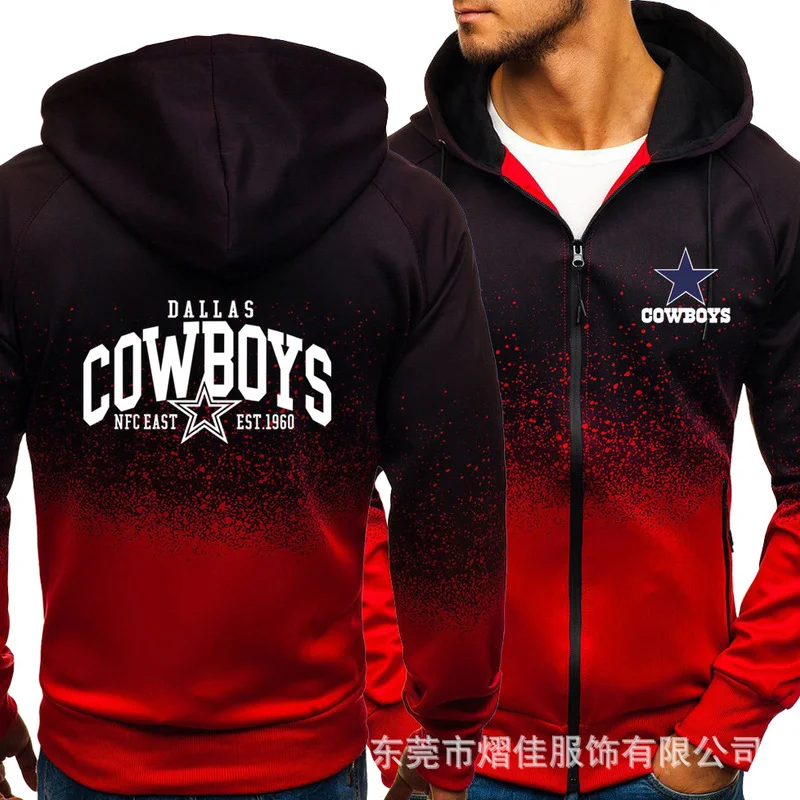 

Fashion Men's Hoodies COWBOYS Casual Harajuku Gradient color Cardigan Coat Mens Fleece Outdoor Sweatshirts zipper Jacket