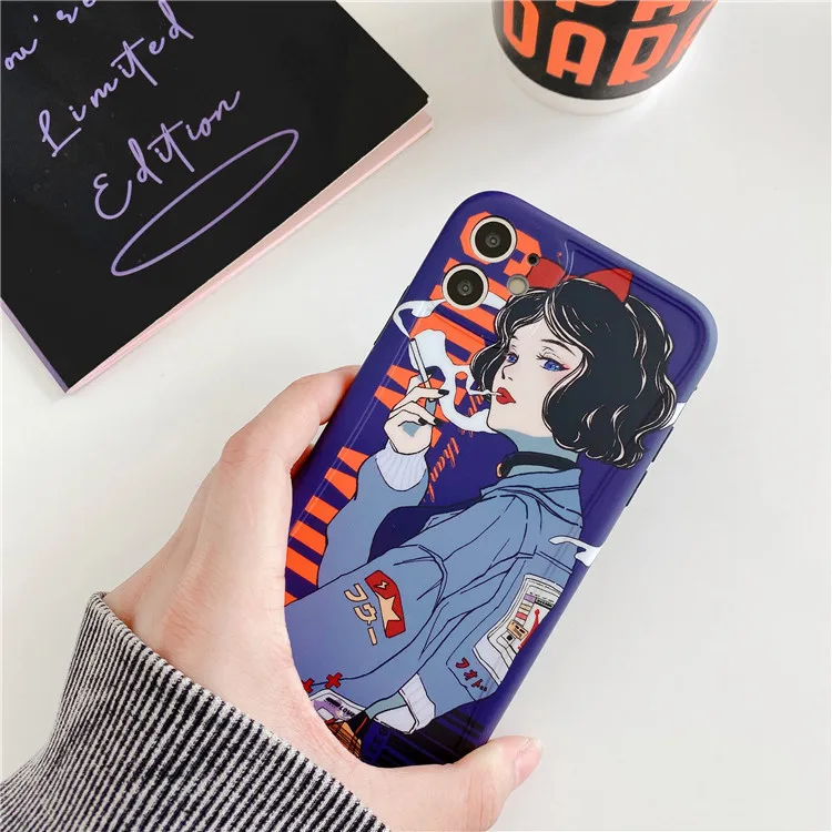 kawaii japanese anime illustration girl phone case for iphone 11 pro max xr x xs max 7 8 puls se 2020 cases soft silicone cover free global shipping