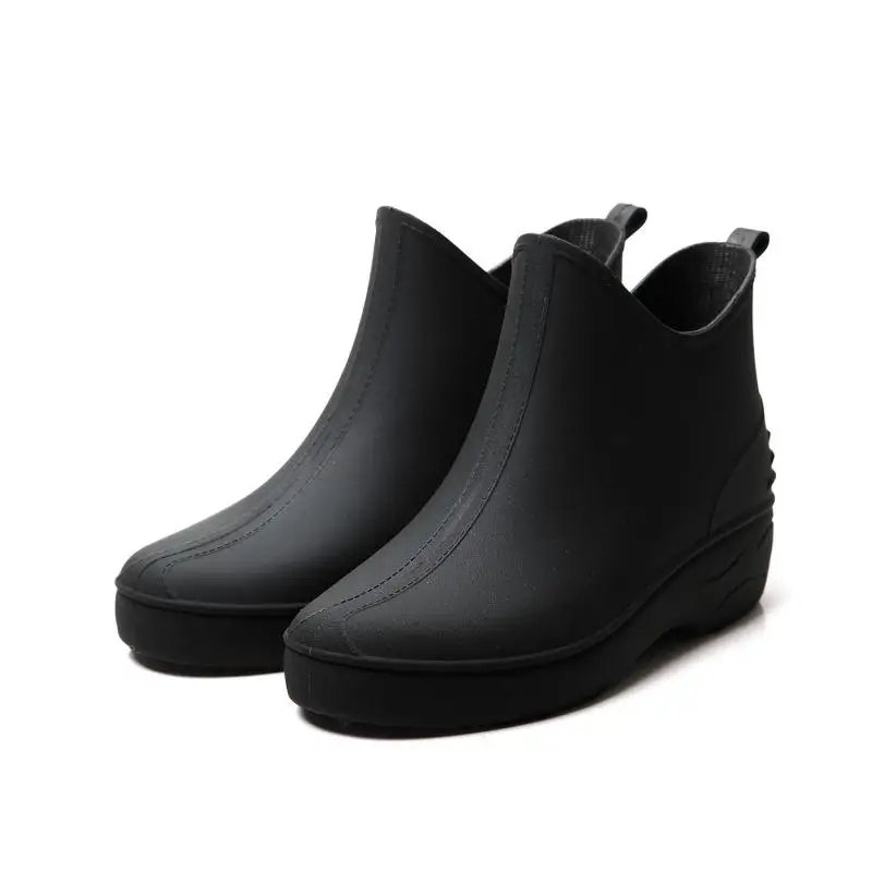 

comemore Rain Boots Women's Ankle Boots Female Women Shoes Platform Heels Booties Woman 2021 Slip-On Shoes Woman Fashion Solid
