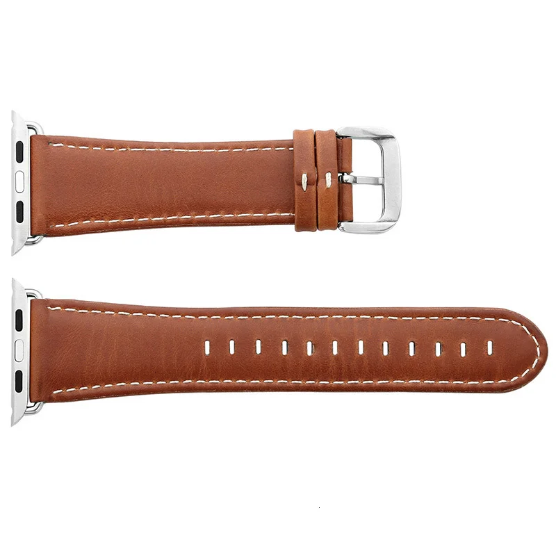 Ремешок из натуральной кожи для Apple Watch 42 мм 38 мм браслет с ретро текстурой Crazy Horse для iWatch все версии коричневый