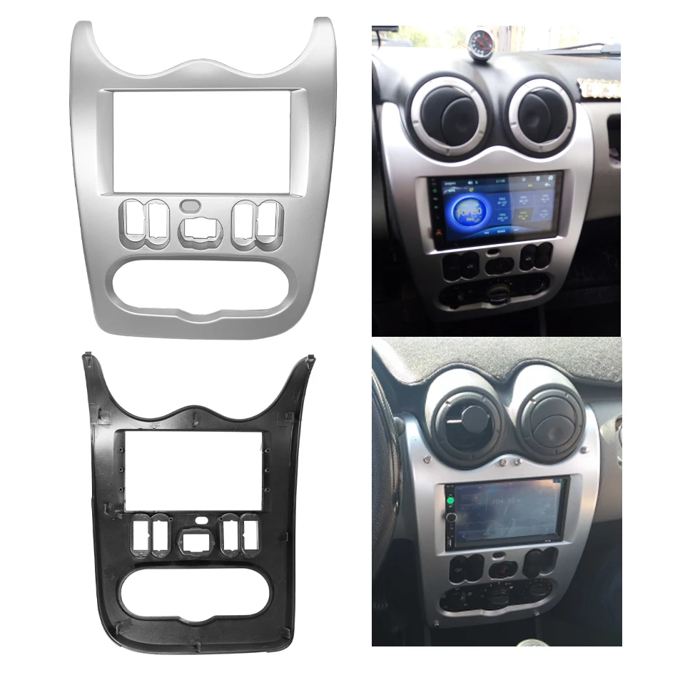 Двойной Din DVD стерео рама панель монтажная панель для RENAULT Logan Sandero Dacia Duster CD Dash Установка отделка комплект