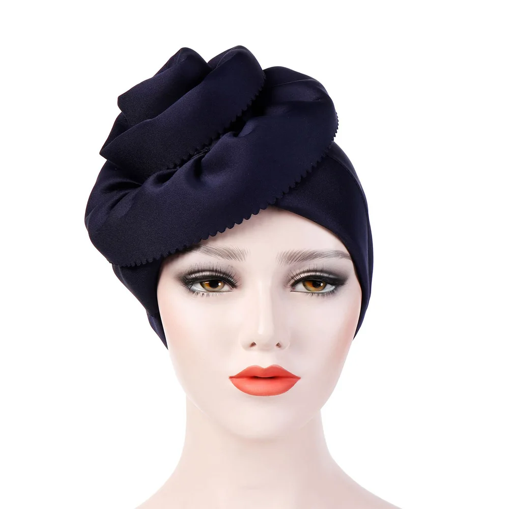 Ladies Women Solid Color Oversized Flower Turban Cap Slouchy Head Wrap Caps TOSQD0017 | Аксессуары для одежды