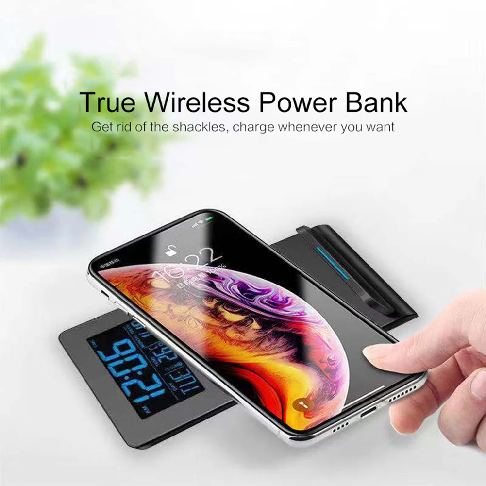 desktop wireless charging stand mobile phone holder time temperature alarm clock wireless charging hot sales free global shipping
