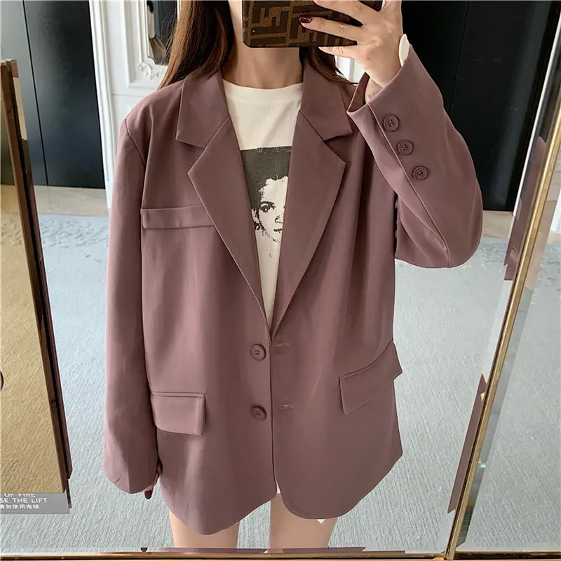 Пиджак HziriP свободного покроя с карманами универсальный офисный костюм тонкий