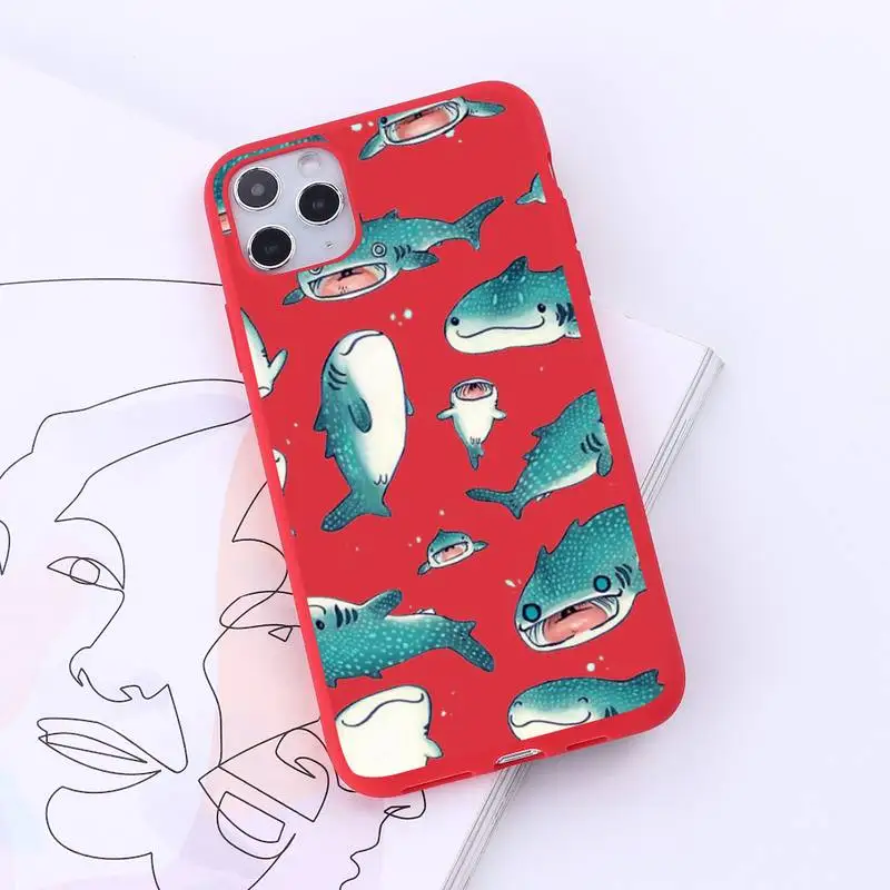 

Cute cartoon ocean animal shark Phone Case Candy Color for iPhone 6 7 8 11 12 s mini pro X XS XR MAX Plus