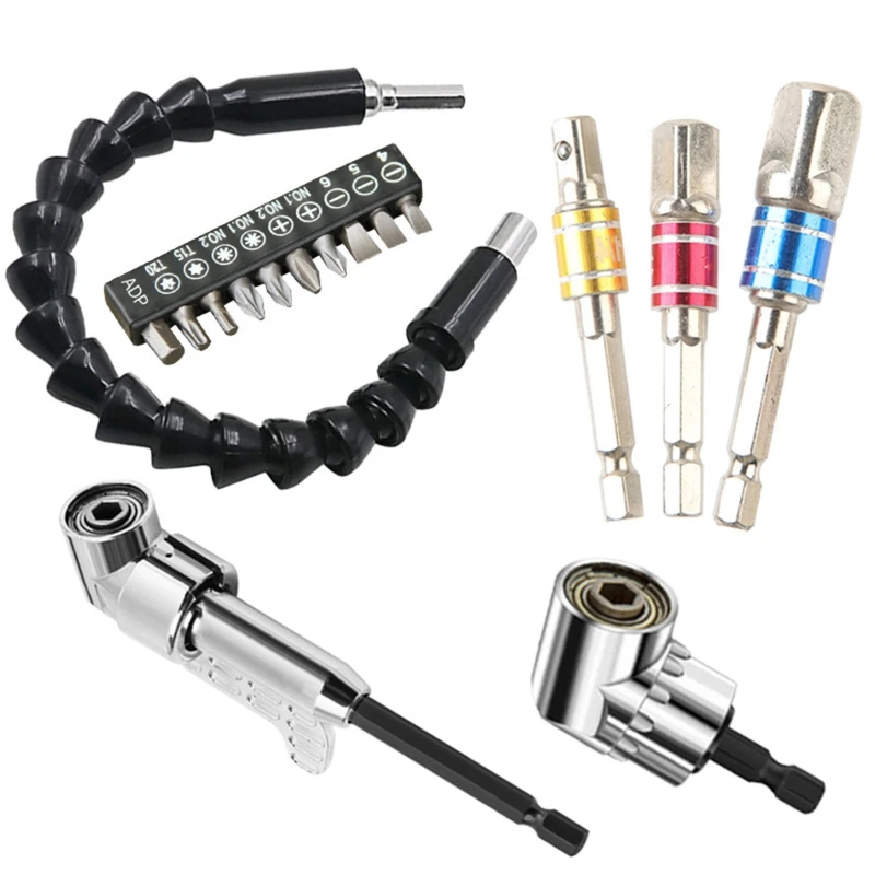 

Socket Adapter Flexible Shaft Extension 105 Right Angle Screwdriver Drill Bit Holder Connect Rod Car Repair Tools Set