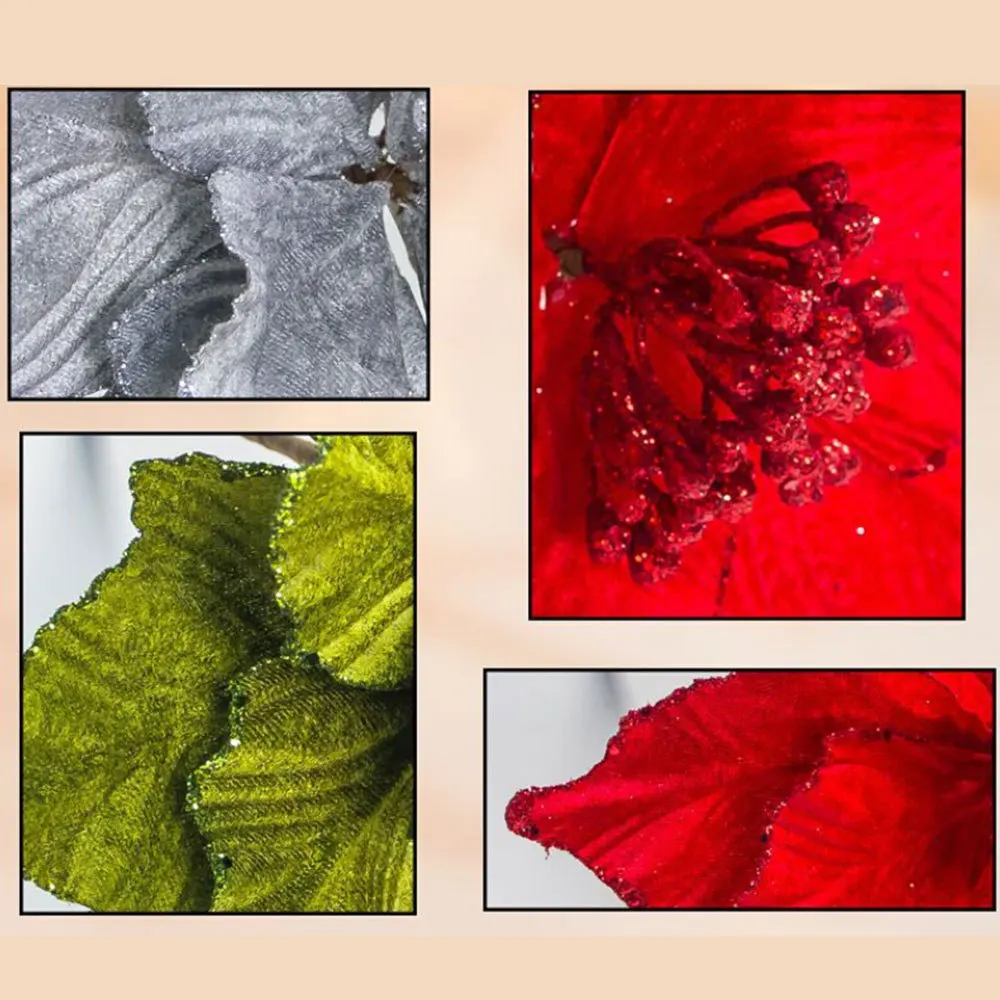 Искусственные цветы для украшения блестящая пуансеттия искусственные сделай