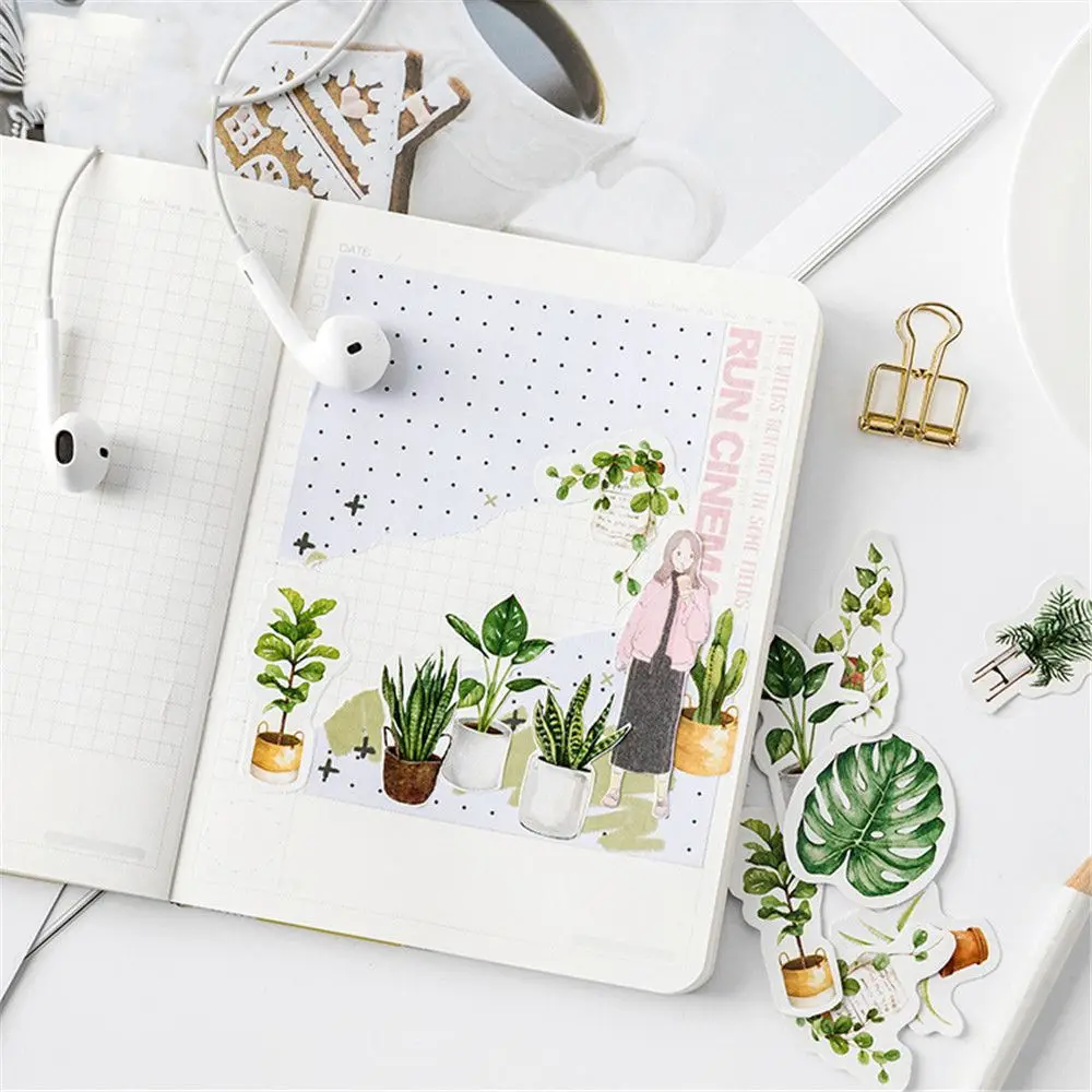 

45pcs Green Plants Stickers Kawaii Stationery Stickers DIY Scrapbooking Photo Album Diary Decorations School Office Supplies