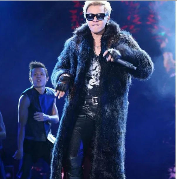 Харадзюку черная зимняя мужская длинная стильная шуба из искусственного меха 2020