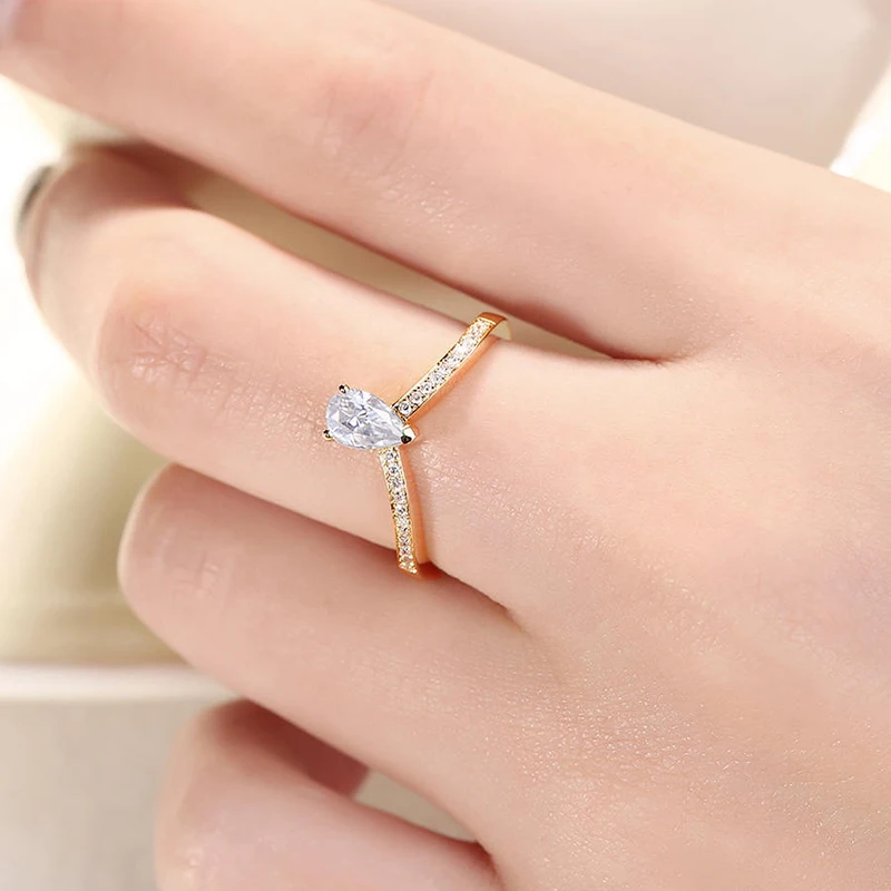 Женское кольцо в форме груши Ms. Simple с кубическим цирконием обручальное модное