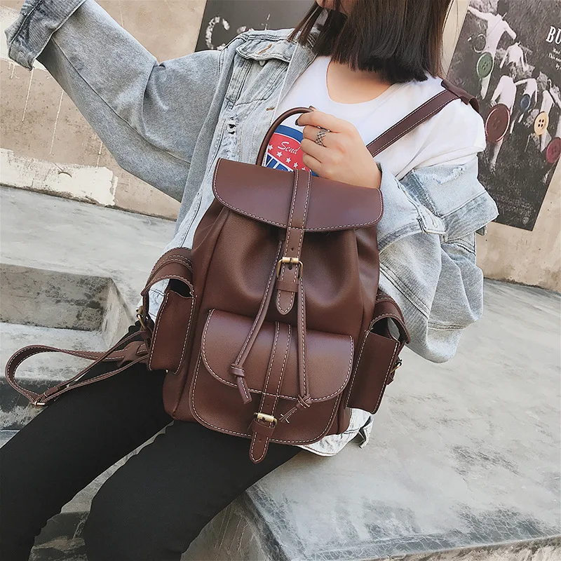 Miyahouse Модные женские рюкзаки из искусственной кожи на шнурке для девочек