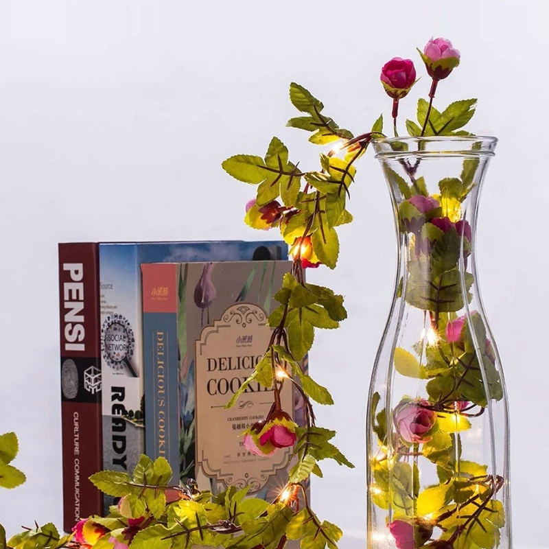 

25LED 7.2ft Artificial Flower Vine String Lights Battery Powered Garland Decor