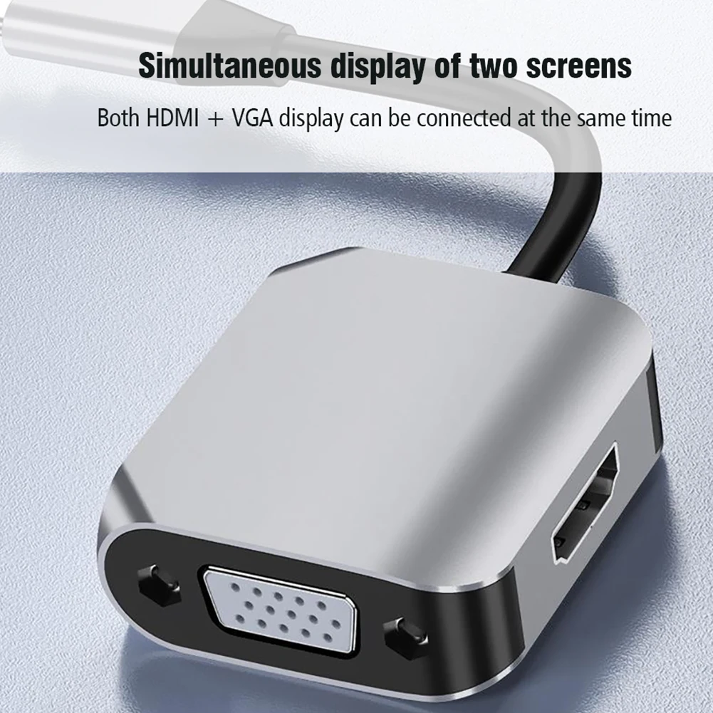 

Small and portable 2 in 1 Type-C to HDMI-compatible VGA usb dock can Mobile phone connected to display device usb c hub