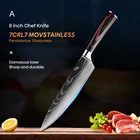 Кухонный нож шеф-повара, 8 дюймов, из нержавеющей стали, ножи для хлеба, суши, мяса, сантоку, японский 7CR17 440C, высокая яркость, нож для готовки