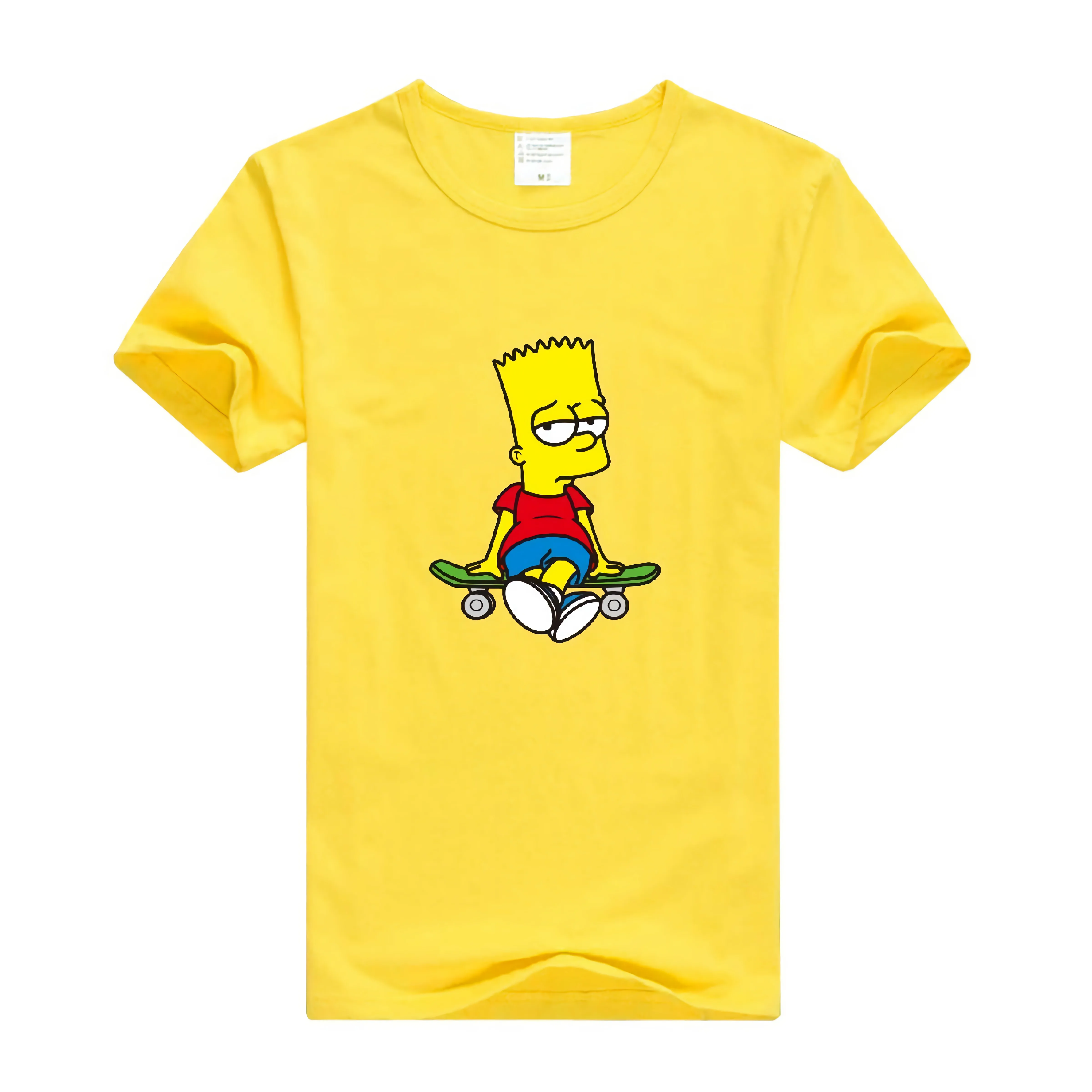 Детская желтая футболка с принтом Симпсоны популярная круглым вырезом из 100%