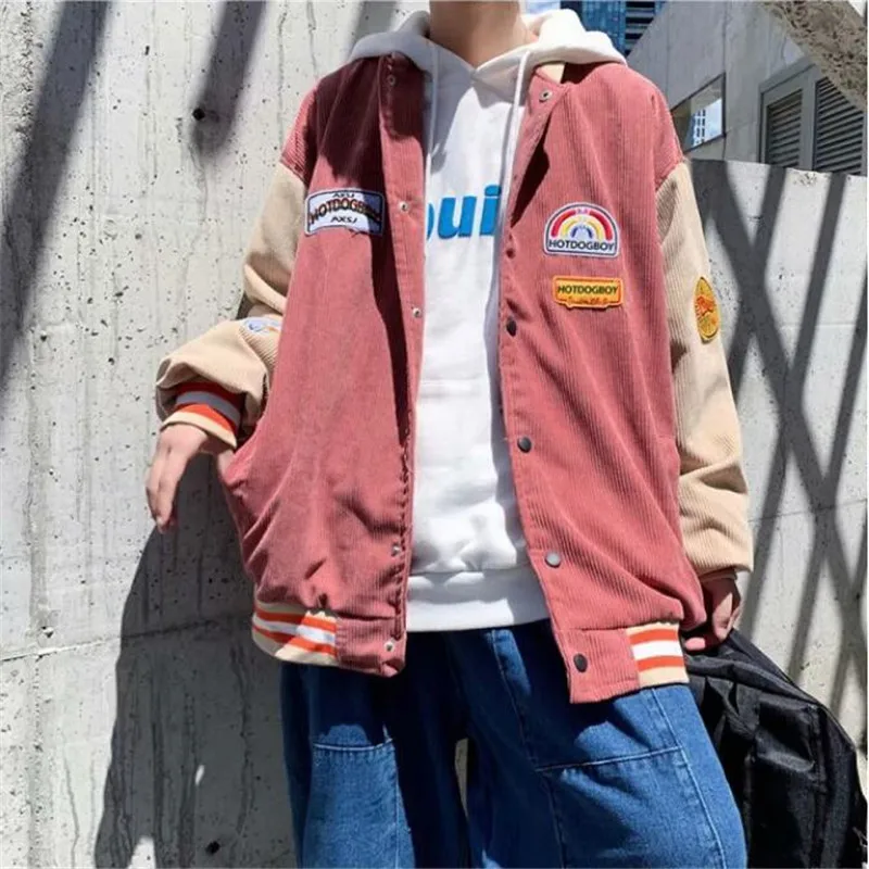

Hip-hop jacket men's loose and comfortable oversized simple casual jacket embroidery jacket spring streetwear baseball uniform