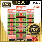 YCDC 30 штук 1,55 в AG5 монетная батарея щелочная батарея D309 D393 G5 G5A L754 LR48 LR754 RW28 SR48 кнопочные батареи для монет