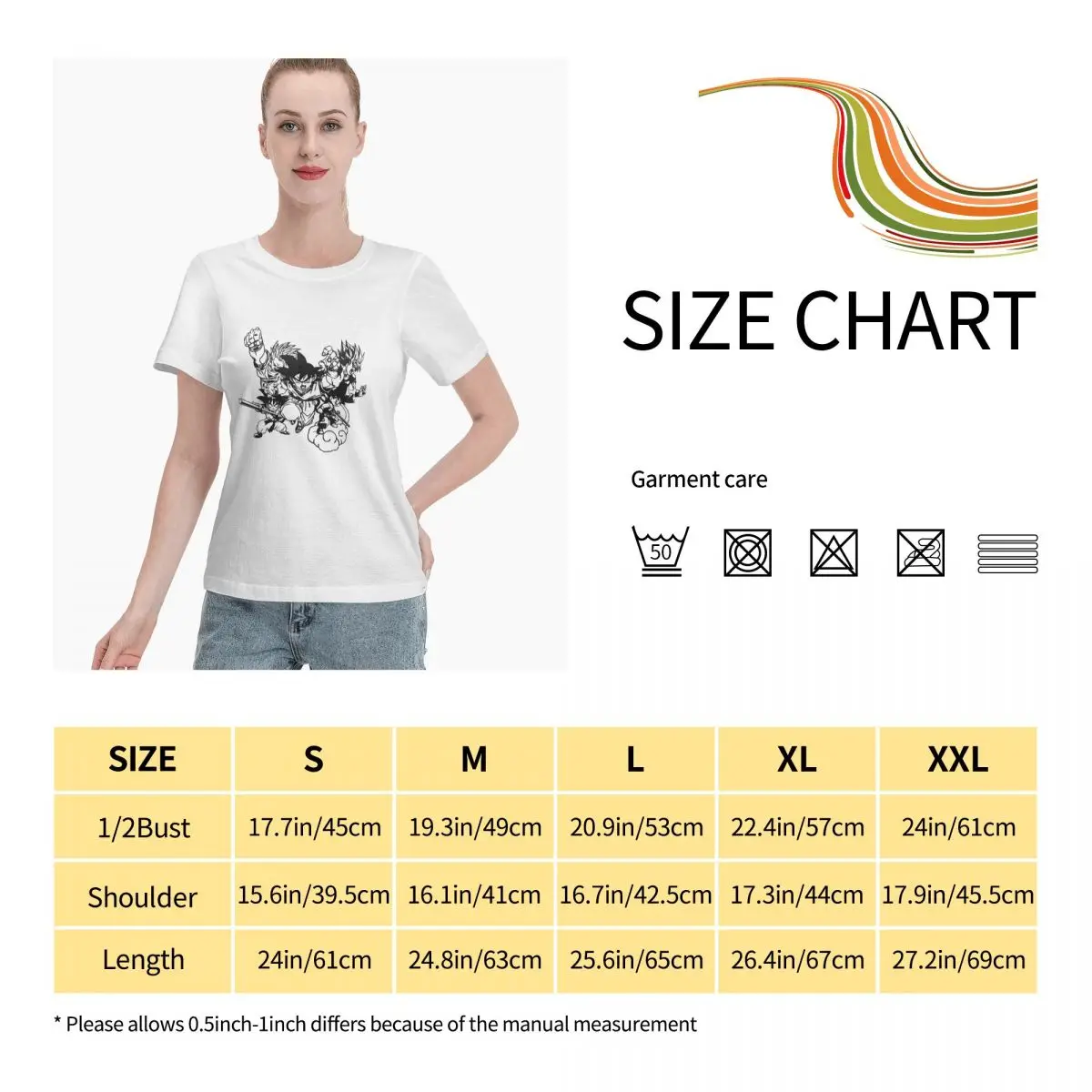 

Anime Fans Son Goku 1 women's T Shirts Not easy to shrink Short sleeveRound neck T-shirt