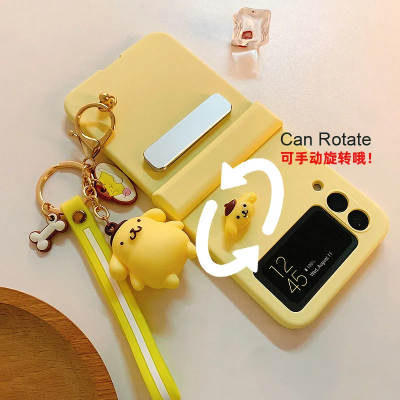 

Cute rotate Dog Bracelet Stand Phone case For Samsung Galaxy Z Flip 3 Hand Chain Z Flip 4 Cover