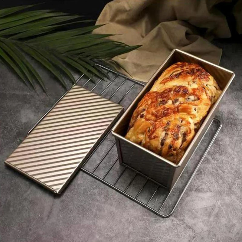 

Rectangular Bread tray Carbon Steel Non-stick Bellows Cover Toast Box Mold Bread Mold Environmentally Friendly Baking 18.8*11*10